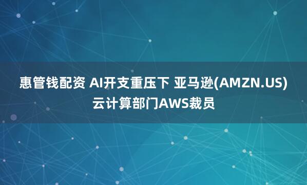 惠管钱配资 AI开支重压下 亚马逊(AMZN.US)云计算部门AWS裁员