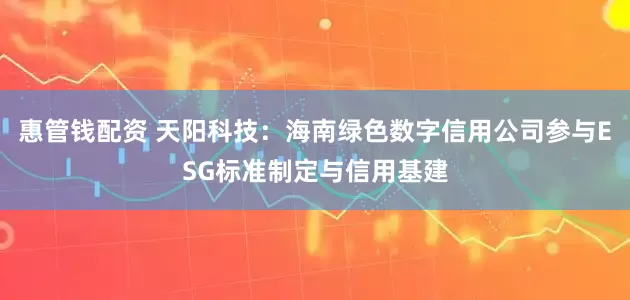 惠管钱配资 天阳科技：海南绿色数字信用公司参与ESG标准制定与信用基建